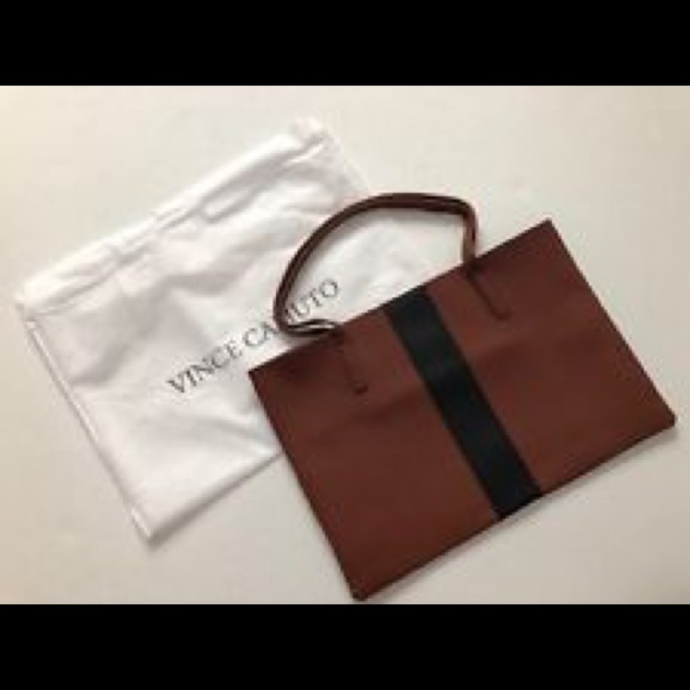 Vince Camuto Luck Brown Vegan Leather Tote
